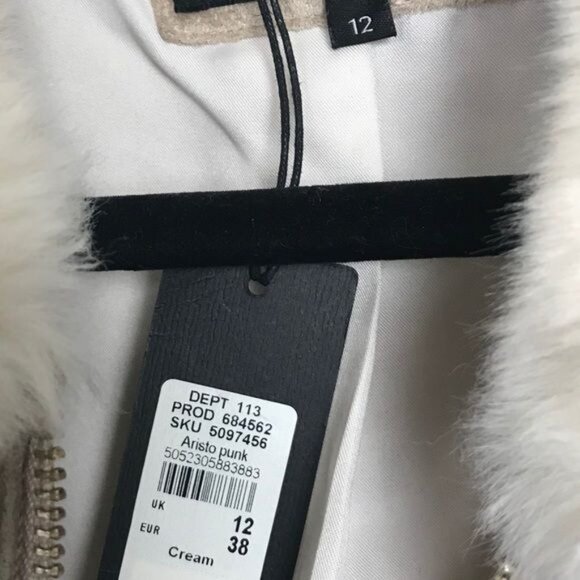 River Island Aristo Punk Teddy Fleece Jacket NWT US 8 - Picture 8 of 12